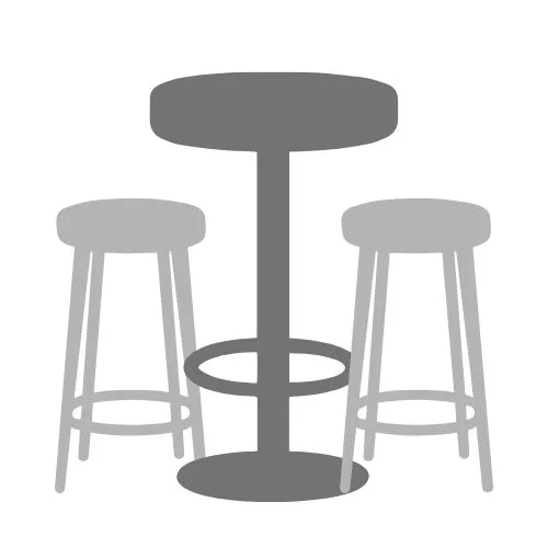 [Mobilier_PVWE] Mange débout avec housse lycra + 2 tabourets [PVWE]